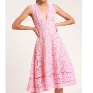 Lulus Pink Posey Lace Dress